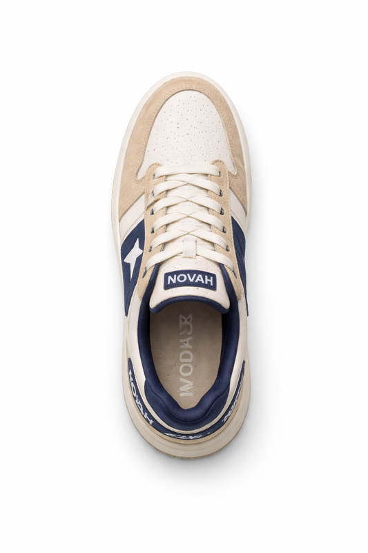 NOVAH Sneakers Premium – Beige & Bleu Marine