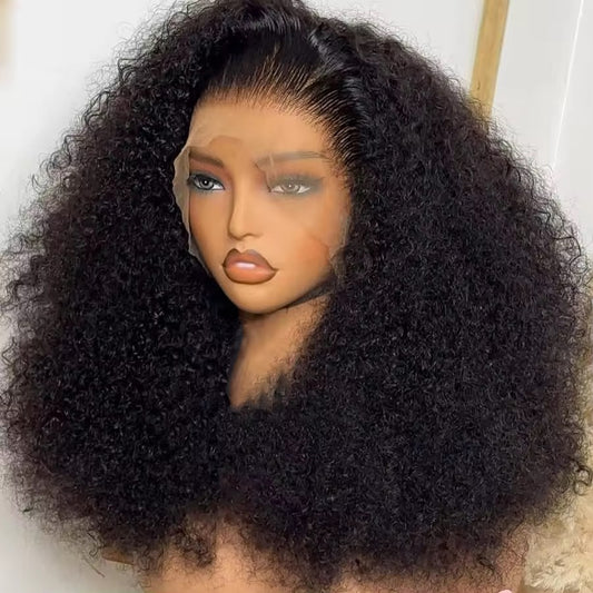 Perruque bouclée afro naturelle lace front – Noir