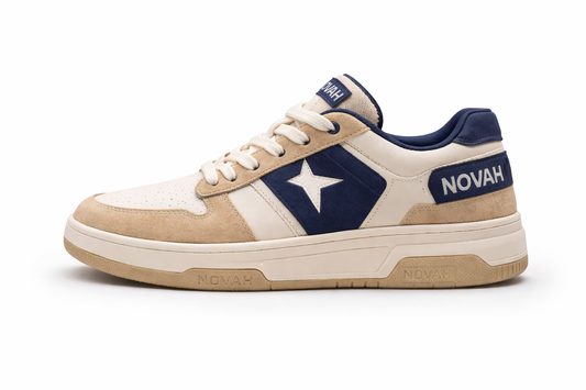 NOVAH Sneakers Premium – Beige & Bleu Marine