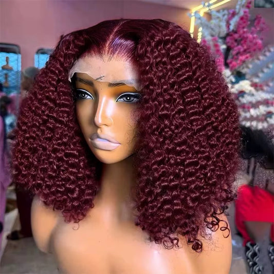 Perruque bouclée bordeaux lace front – Femme